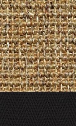 Sisal Salvador cork 080 tæppe med kantbånd i sort